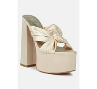 Womens Strobing Knotted Chunky Platform Heels sandals