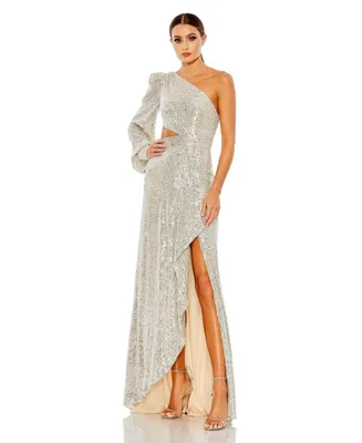 Women's Ieena Sequined One Shoulder Cut Out Gown