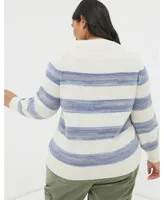 Fat Face Women's Plus Size Denim Ombre Stripe Sweater