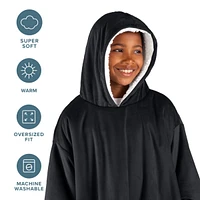 Bare Home Youth Sherpa Fleece Wearable Blanket