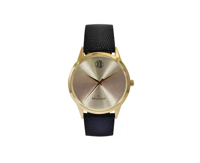 Peugeot Men's 40mm Wafer Slim Round Gold-Plated Case Watch-Champagne