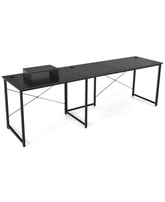 95 Inch 2-Person L-Shaped Long Reversible Computer Desk with Monitor Stand