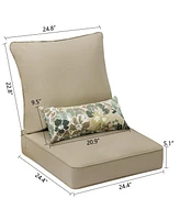 Aoodor 24.4" x 24.4"x5.1" Patio Furniture Outdoor Deep Seat Cushion(2 pieces)