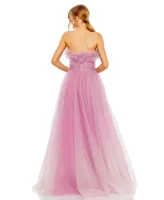 Women's Strapless Glitter Tulle Gown