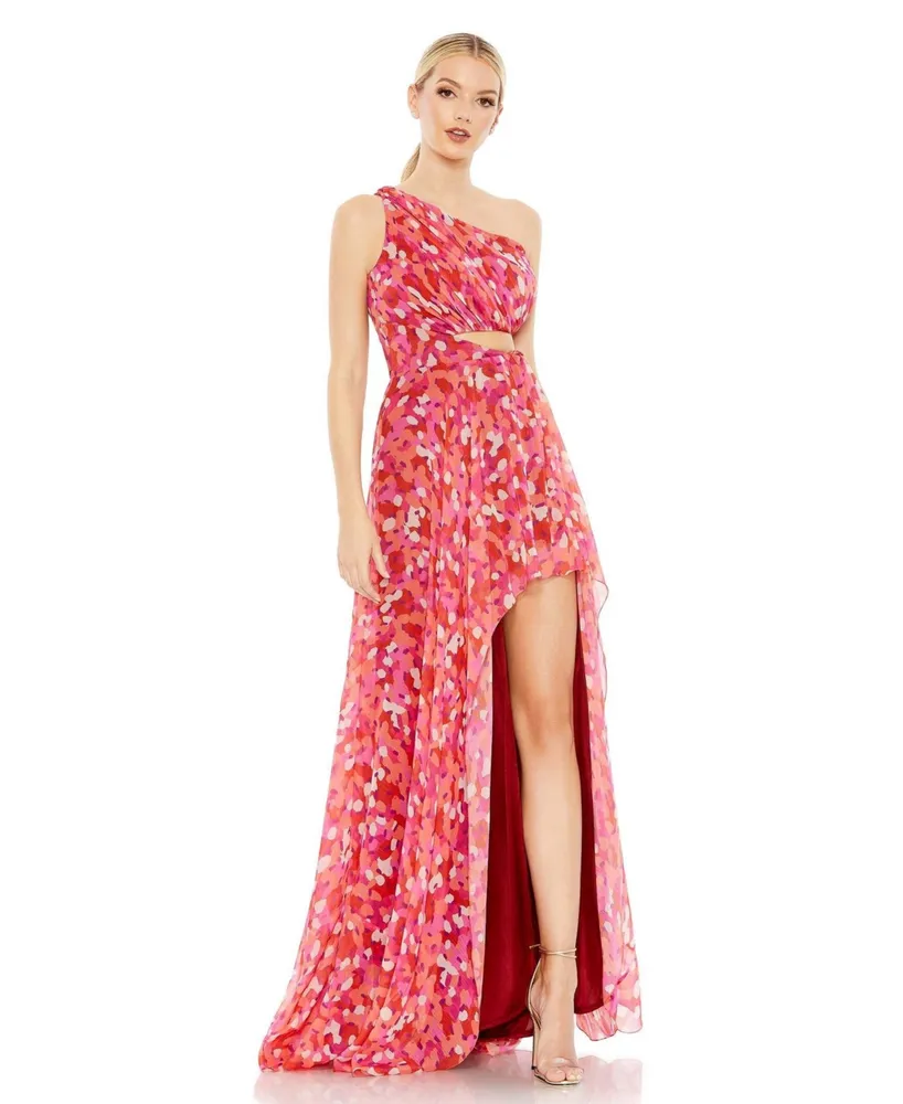 Women's Ieena Printed One Shoulder Cut Out Hi-Lo Gown