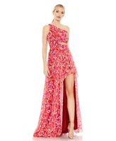 Women's Ieena Printed One Shoulder Cut Out Hi-Lo Gown