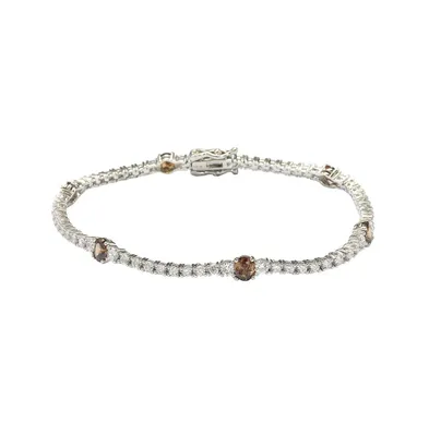 Suzy Levian Sterling Silver Cubic Zirconia Color Pop Tennis Bracelet