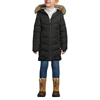 Lands' End Child Girls Winter Fleece Lined Down Alternative Thermo Plume Coat