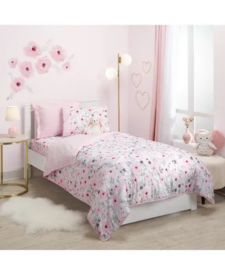 Bedtime Originals Blossom Watercolor Floral Twin Size Quilt and Pillow Sham Set