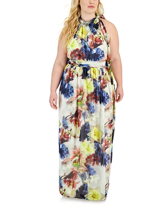 Anne Klein Plus Floral-Print Maxi Dress