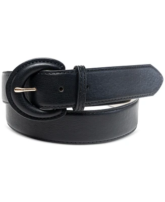 On 34th Women's Covered-Buckle Faux-Leather Belt, Created for Macy's