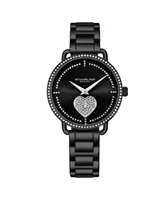 Women's Black Case and Bracelet, Crystal Studded Dial Watch