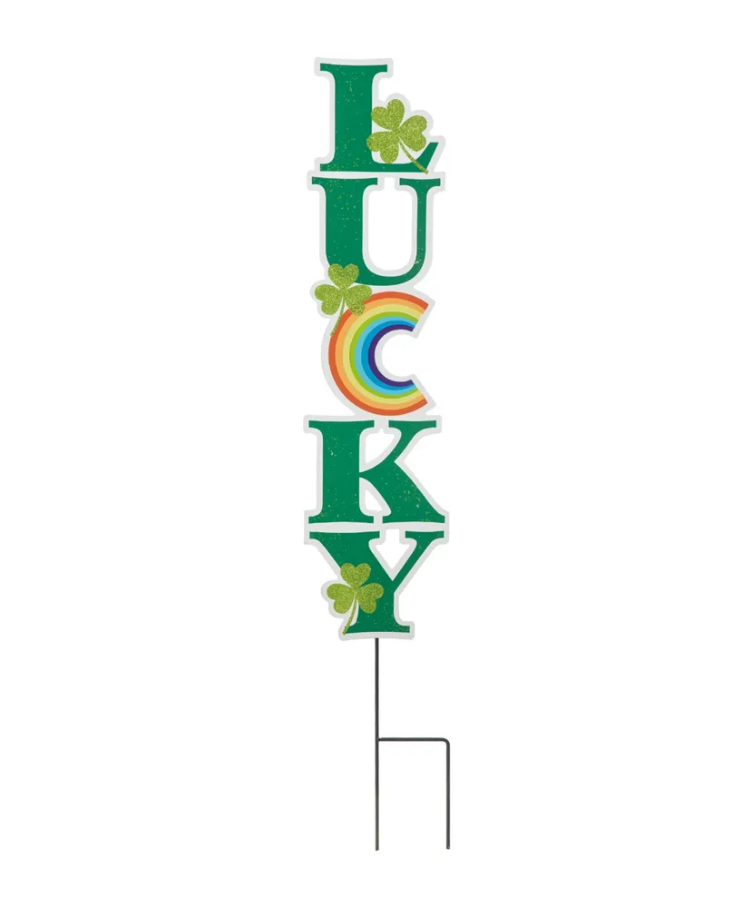 Glitzhome 42" H St. Patrick's Metal Lucky Yard Stake