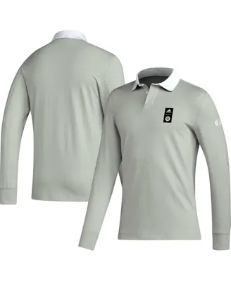 Men's adidas 2023 Player Gray New England Revolution Travel Long Sleeve Polo Shirt
