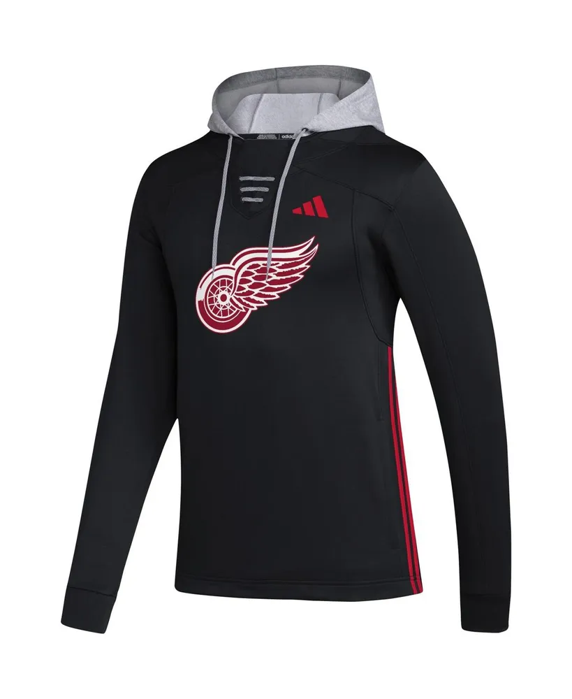 Men's adidas Black Detroit Red Wings Refresh Skate Lace Aeroready Pullover Hoodie