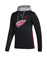 Men's adidas Black Detroit Red Wings Refresh Skate Lace Aeroready Pullover Hoodie