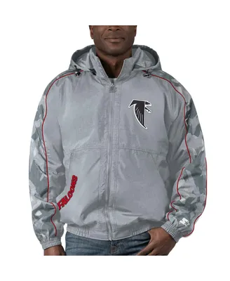 Men's Starter Gray Distressed Atlanta Falcons Thursday Night Gridiron Throwback Full-Zip Jacket