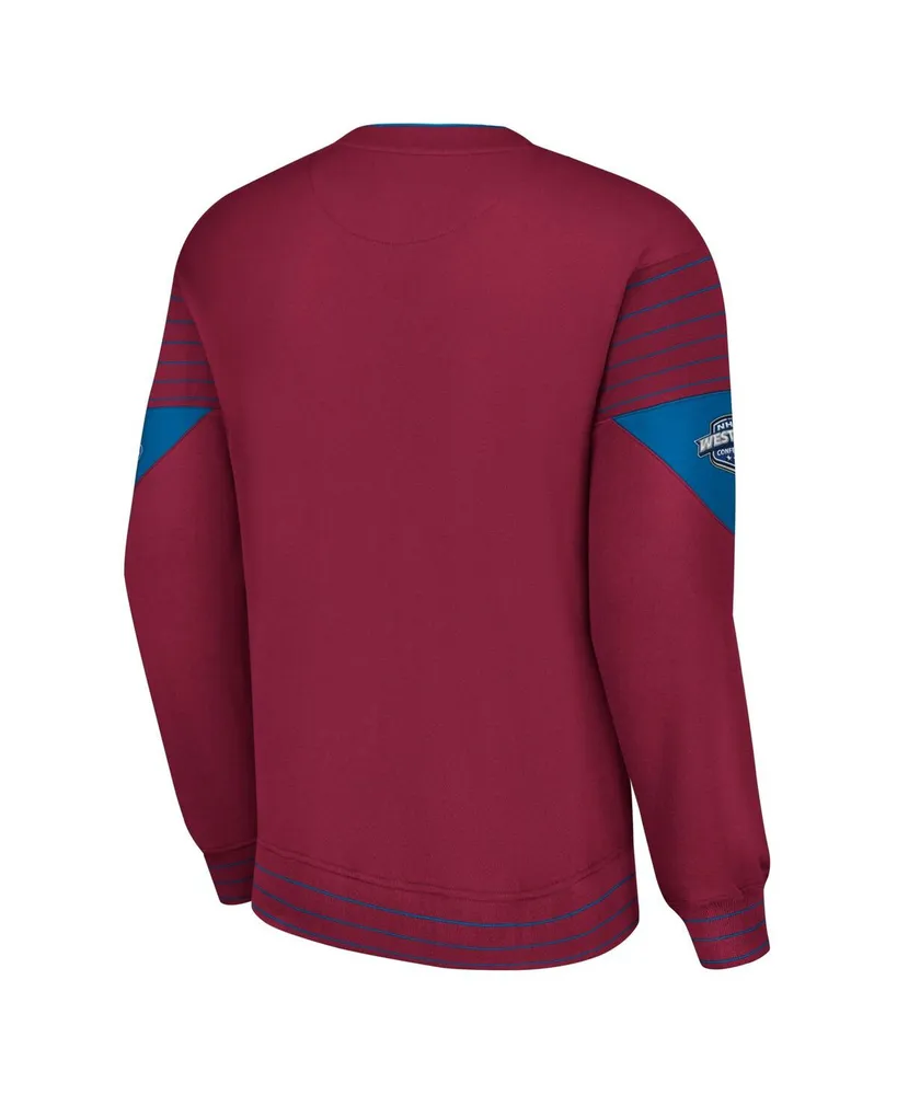 Men's Starter Burgundy Colorado Avalanche Faceoff Pullover Sweatshirt
