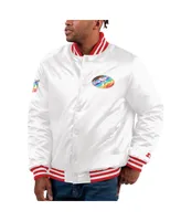 Men's Starter White Distressed San Francisco 49ers Pride Full-Snap Varsity Jacket