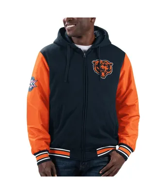 Men's G-iii Sports by Carl Banks Navy, Orange Chicago Bears Player Option Full-Zip Hoodie Jacket