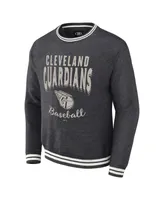 Men's Darius Rucker Collection by Fanatics Heather Charcoal Distressed Cleveland Guardians Vintage-Like Pullover Sweatshirt