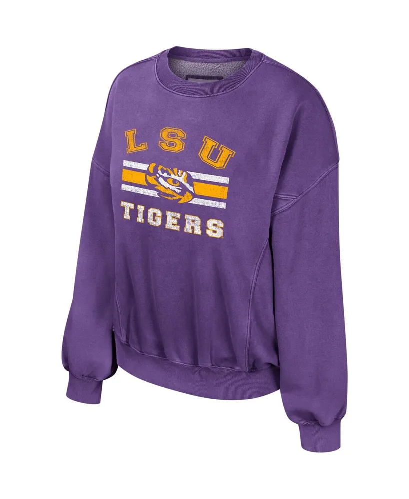 Women's Colosseum Purple Lsu Tigers Audrey Washed Pullover Sweatshirt