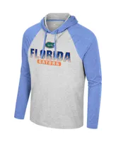 Men's Colosseum Heather Gray Florida Gators Hasta La Vista Raglan Hoodie Long Sleeve T-shirt