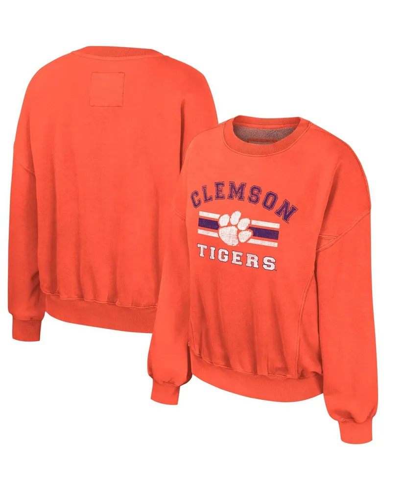 Women's Colosseum Orange Clemson Tigers Audrey Washed Pullover Sweatshirt