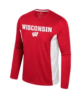 Men's Colosseum Red Wisconsin Badgers Warm Up Long Sleeve T-shirt