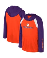 Big Boys Colosseum Orange Clemson Tigers Eddie Multi-Hit Raglan Long Sleeve Hoodie T-shirt