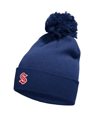 Men's adidas Seattle Kraken Deep Sea Blue 2024 Nhl Winter Classic Cuffed Knit Hat with Pom
