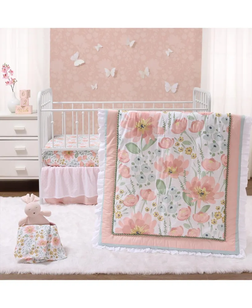 The Peanutshell Wildflower Organic Cotton Crib Bedding Set for Baby Girls, 4 Pieces