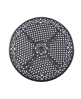 Mondawe 48" Round Aluminum Outdoor Patio Dining Table with Umbrella Hole, Black