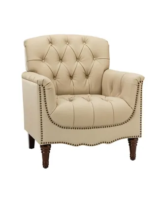 Hulala Home Sucher Modern Retro Wooden tufted Accent chair with Nailhead Trim
