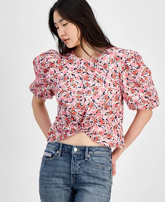 Tommy Hilfiger Women's Ditsy Floral Puff-Sleeve Top