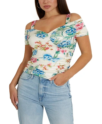 Guess Women's Emily Sweetheart-Neck Cold-Shoulder Top