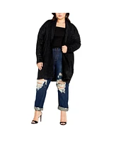 City Chic Women's Fluffy Longline Cardigan