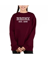 Popular Neighborhoods In Bronx, Ny - Big Girl's Word Art Crewneck Sweatshirt