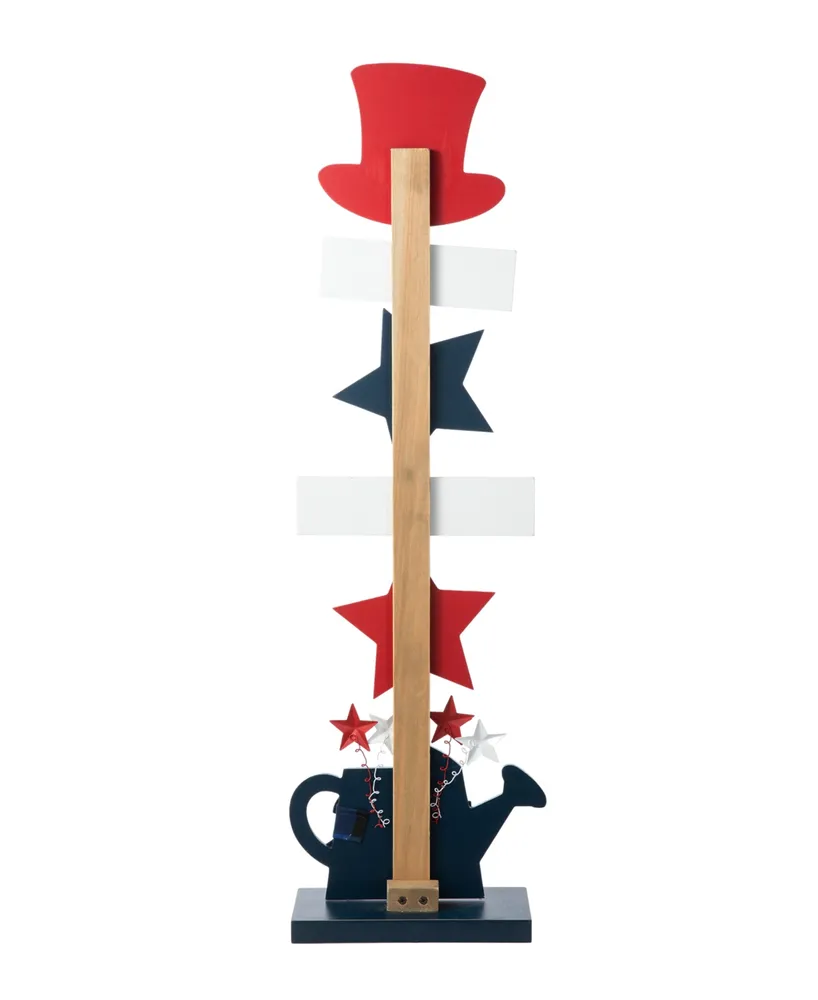 Glitzhome 35.75" H Patriotic, Americana Wooden Top Hat Porch Sign