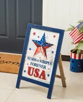 Glitzhome 24" H Patriotic, Americana Wooden Easel Porch Decor