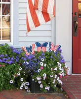 Glitzhome 24" H Set of 3 Patriotic, Americana Metal Butterflies Yard Stake