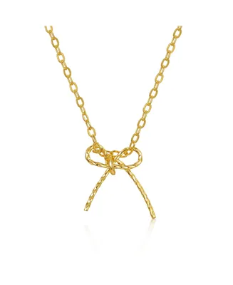 Gigi Girl Children's 14k Gold Plated Ribbon Bow-Tie Gifted Pendant Necklace