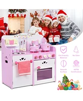 Kids Wooden Kitchen Toy Strawberry Pretend Cooking Playset