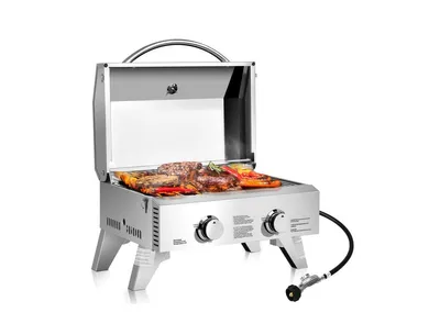 2 Burner Portable Stainless Steel Bbq Table Top Grill for Outdoors