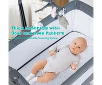 Height Adjustable Baby Side Crib with Music Box & Toys