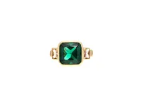 Cushion Cut Emerald + Cubic Zirconia Ring