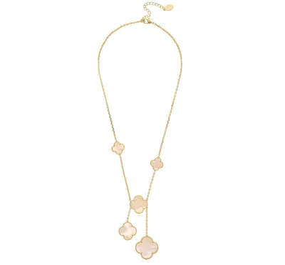 Mother of Pearl Clover Station Y Necklace
