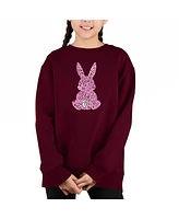 Easter Bunny - Big Girl's Word Art Crewneck Sweatshirt