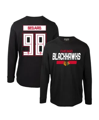 Men's LevelWear Connor Bedard Black Chicago Blackhawks Oscar Name and Number Long Sleeve T-shirt