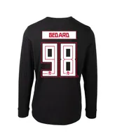 Men's LevelWear Connor Bedard Black Chicago Blackhawks Oscar Name and Number Long Sleeve T-shirt